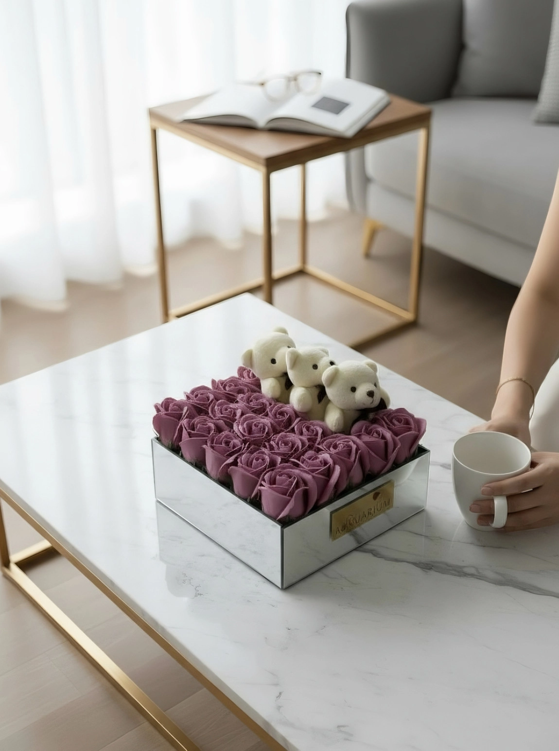 22 Kokulu Güllü Ve 3 Peluşlu Pemy Aranjmanı