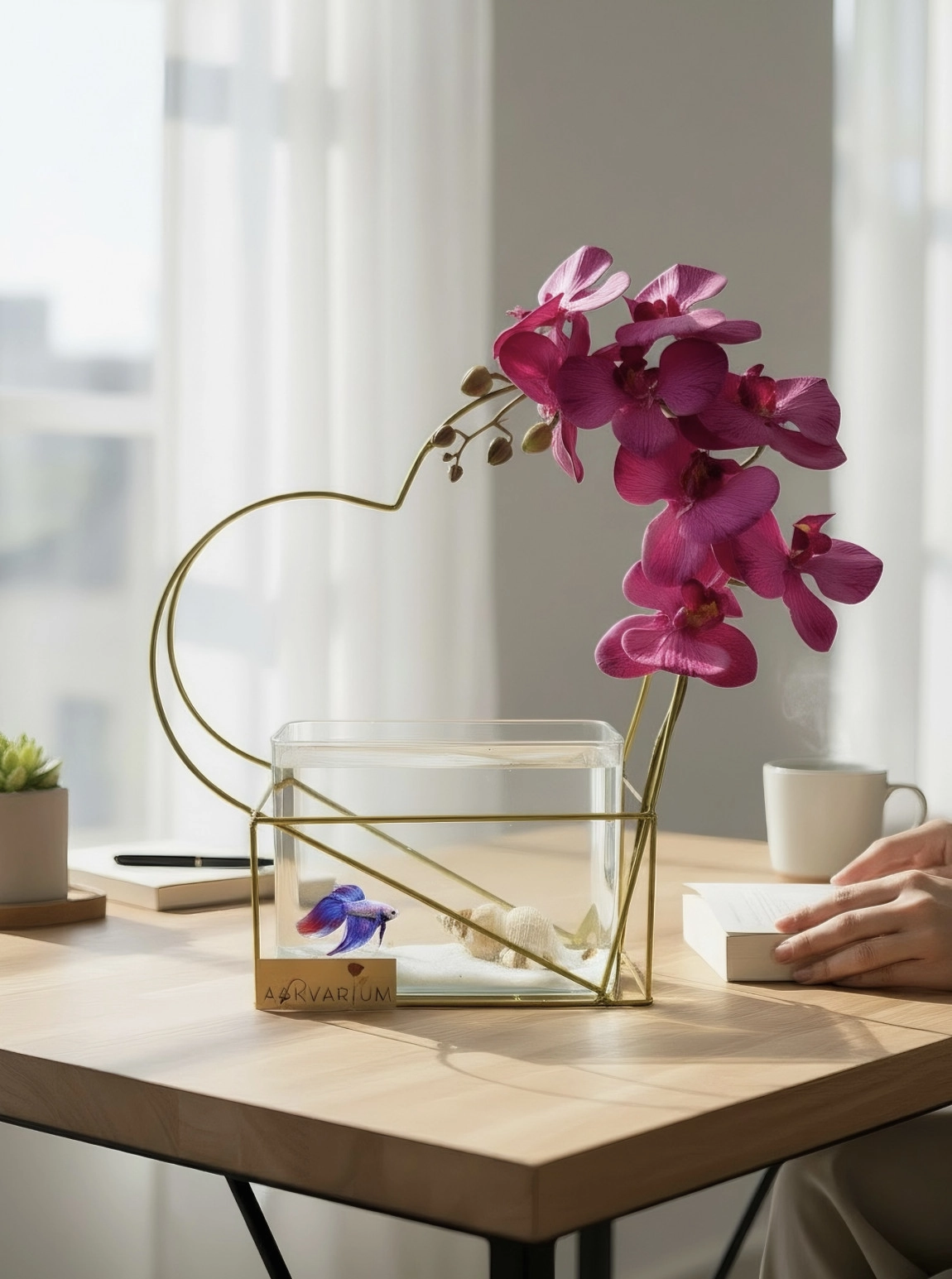 Demir Kalp Tasarımlı Askvarium Ve Fuşya Orkide