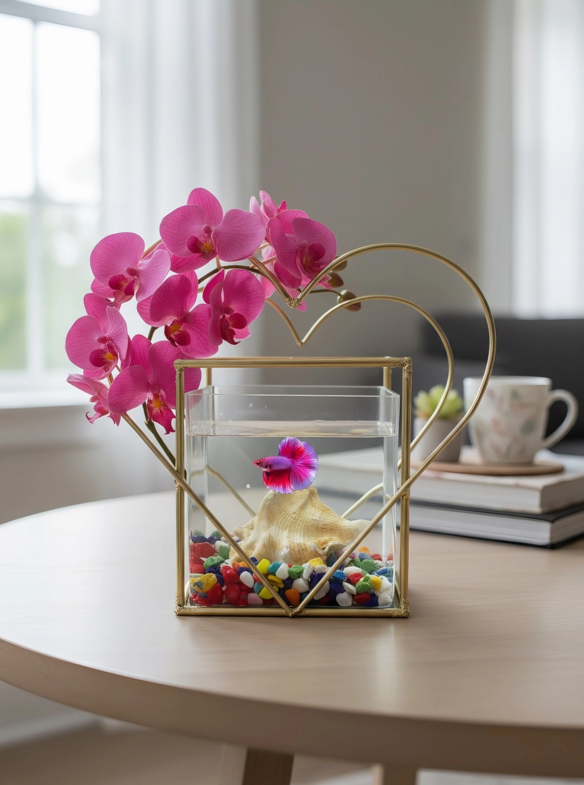 Kare Kalp Gold Askvarium Pembe İkili Orkide