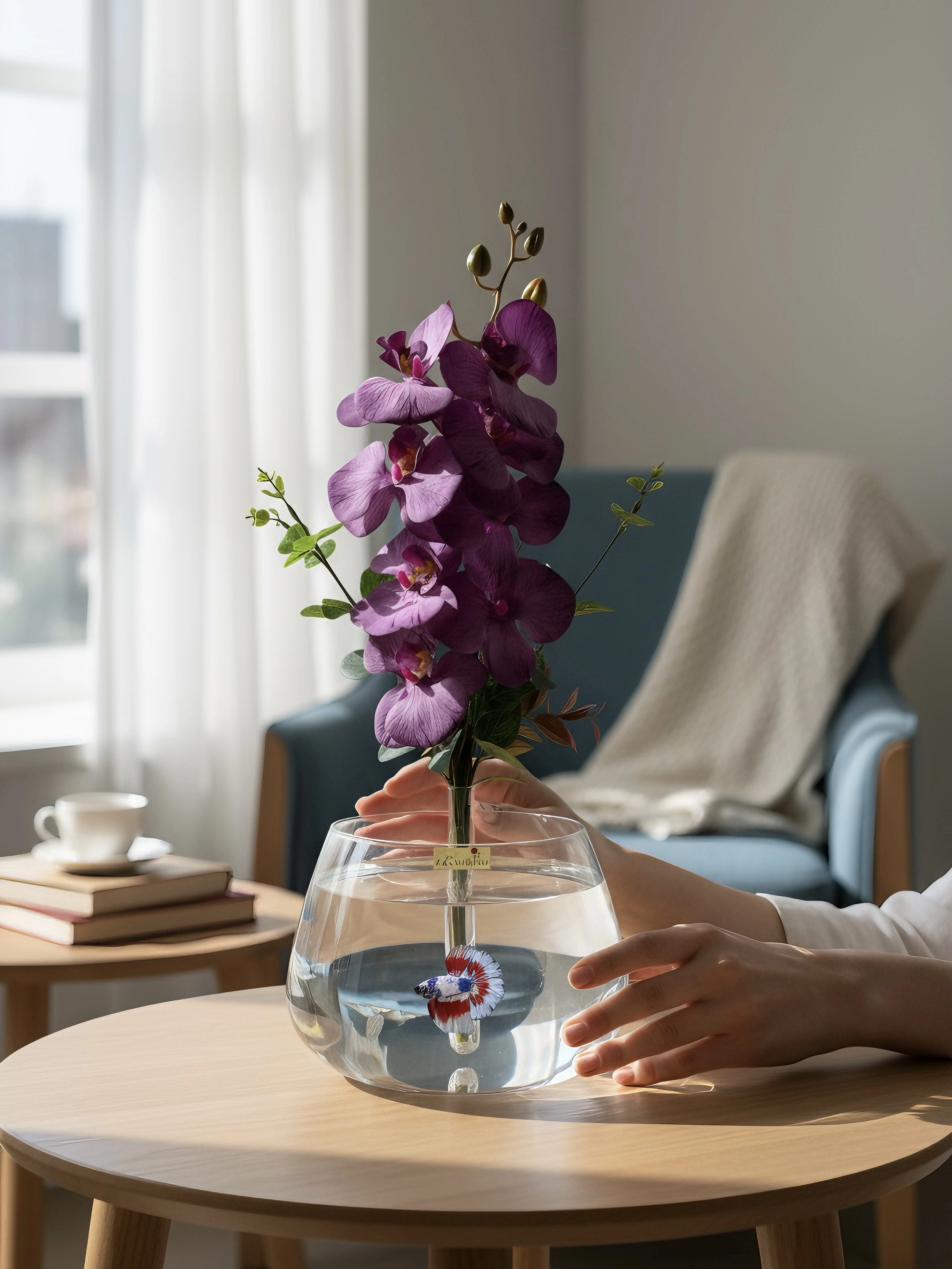 Mor Orkide Askvarium Fanus