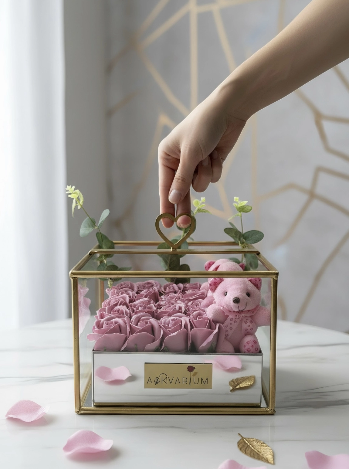 Pembe Gül Aranjmanı & Peluş Ayıcık