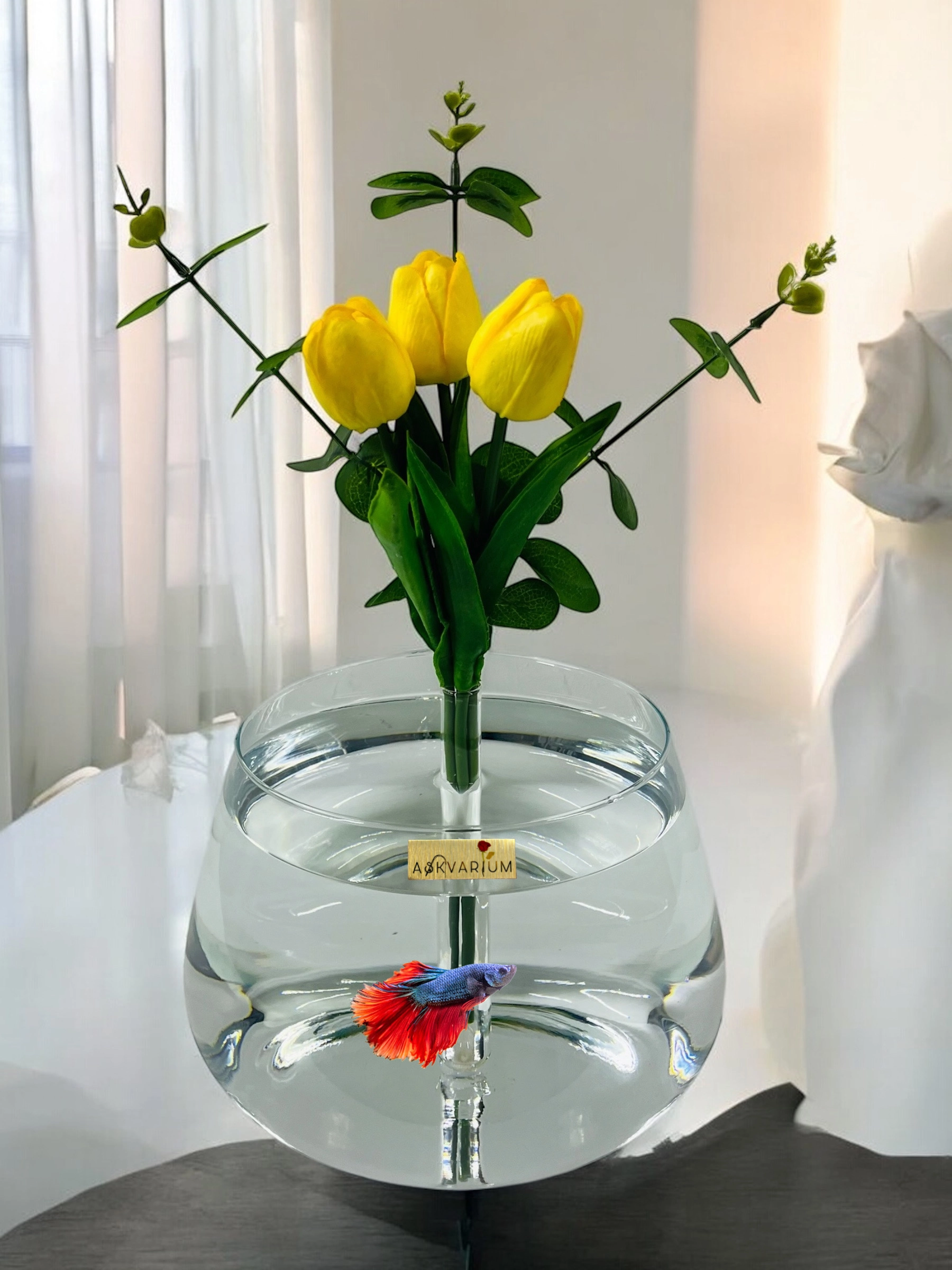 Sarı Lale Cam Fanus