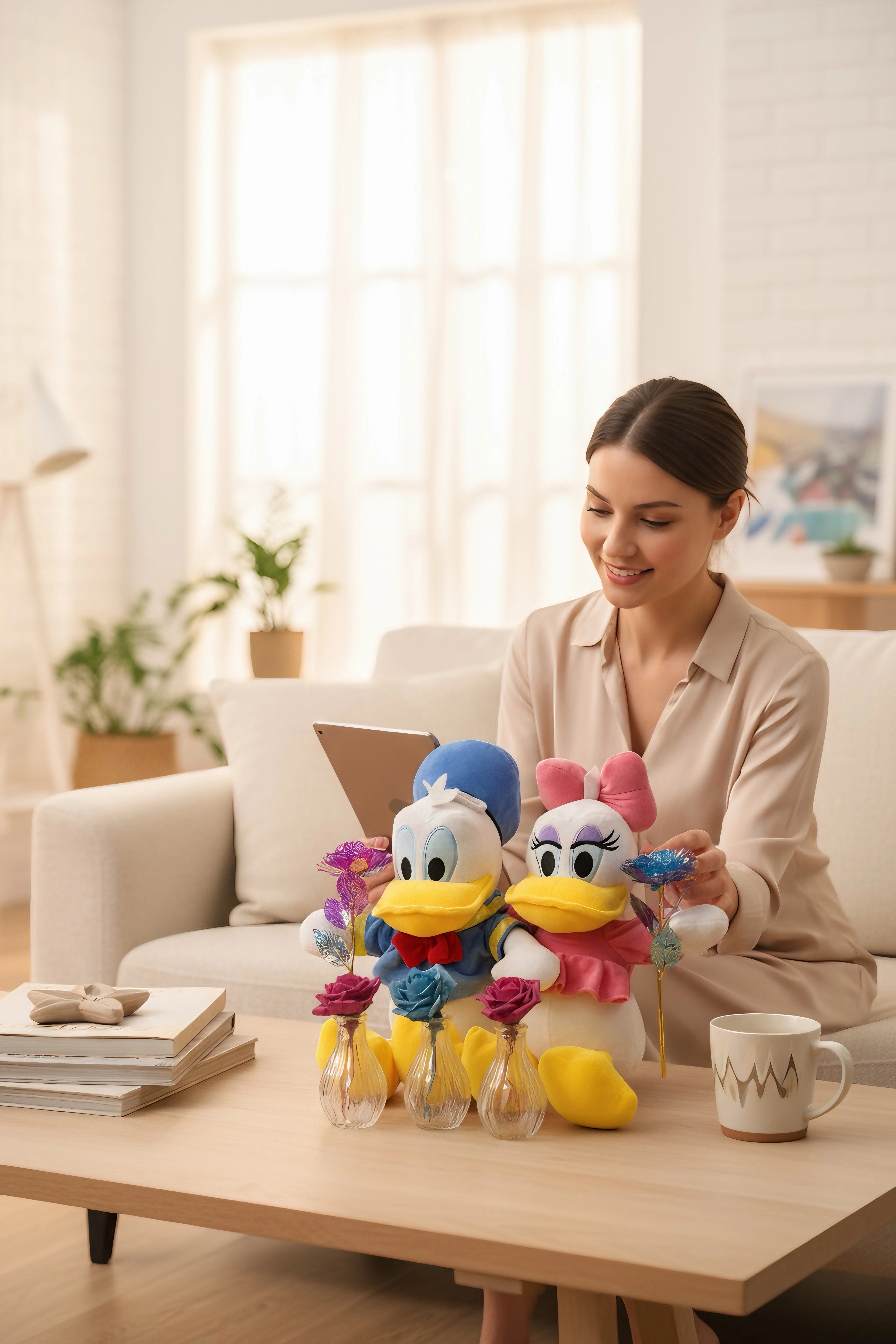 50 Cm Donald Ve Daisy 3 Lü Çiçek Seti