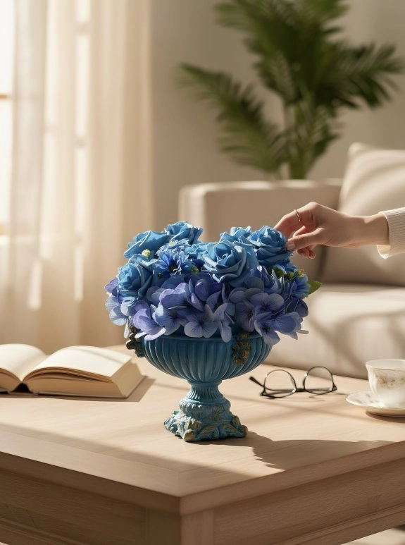 9 Mavi Güllü Ve Ortancalı Labl Aranjman