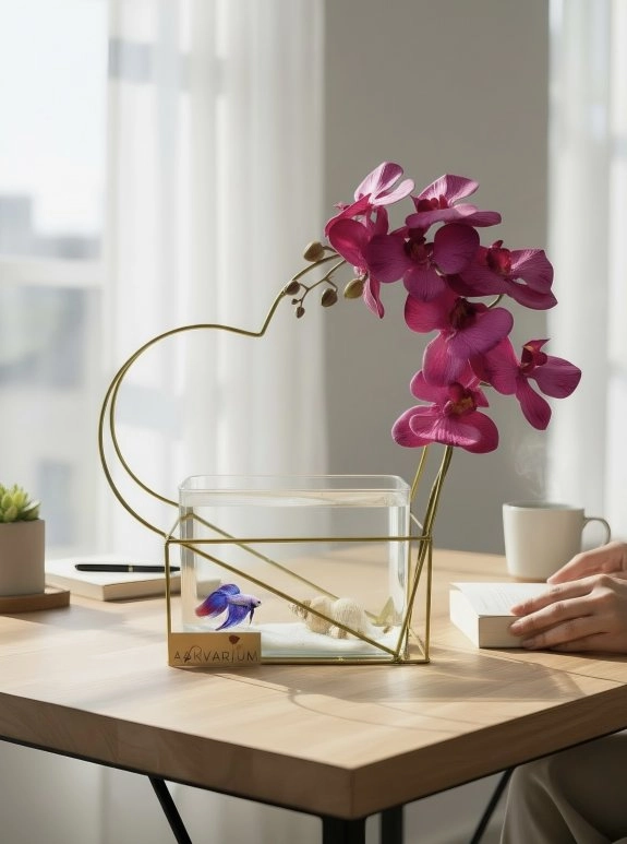 Demir Kalp Tasarımlı Askvarium Ve Fuşya Orkide