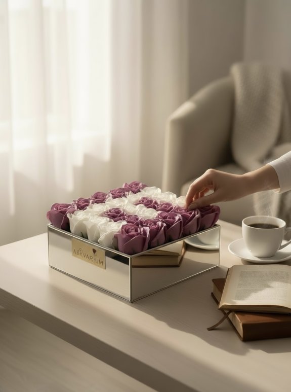 İsme Özel Kokulu Lavanta Ve Beyaz Güller Kutusu