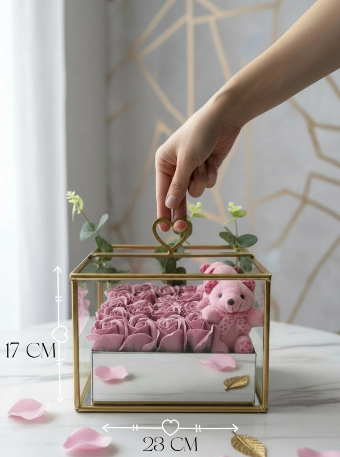 Pembe Gül Aranjmanı & Peluş Ayıcık