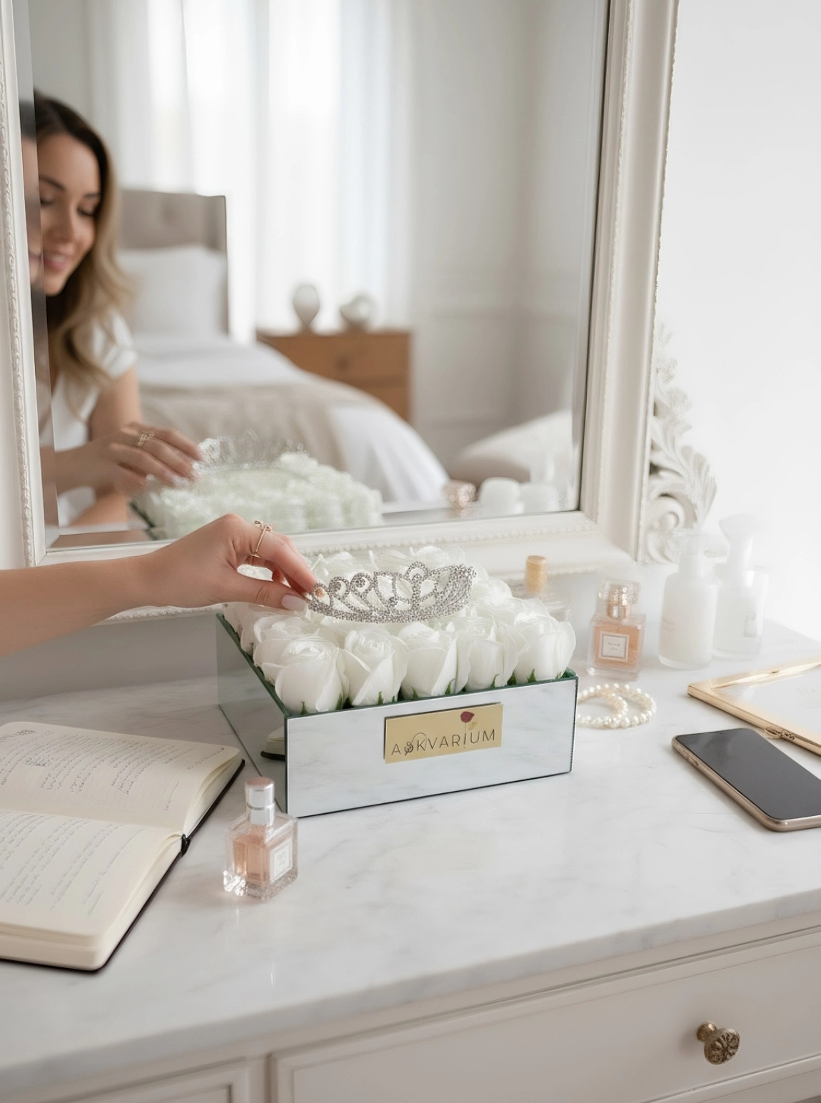 Prenses Beyaz 25 Kokulu Güllü Aranjman